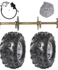 1" Steel Live Axle with 18x9.5-8 Tubeless Wheels Tires Rim and Chain Sprocket Brake Master Cylinder for Go Kart Quad Trike Golf Carts
