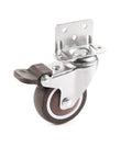1 Inch Swivel Plate Caster With Brake In Low Profile L Bracket Silent TPE Wheel Replacement For Crib Table Shelf And TV Stand 25 Lbs