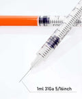 Insulin Syringe 1 Milliliter 31G 5 Sixteenth Inch Disposable 20 Count Packaged With Clear Markings And Smooth Plunger