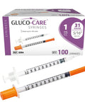1 mL Syringes 31G 8mm Orange Cap 100 Count Box For Precise Dosing With Smooth Plunger And Clear Scale packaging and syringes