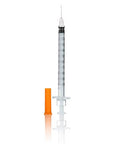 1 mL Syringe With 31G Needle Five Sixteenth Inch Length Individually Wrapped Pack Of 100 For Lab Use with cap, front view