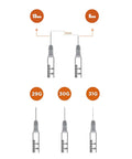 Diagram showing various syringe needle sizes, including 1ml Lab Syringes With 30G 13mm Needle Pack Of 30 Individually Wrapped Sterile.