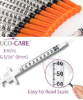 1 mL Syringes 31G 8mm Orange Cap 100 Count Box for Precise Dosing, featuring smooth plunger and clear easy-to-read scale
