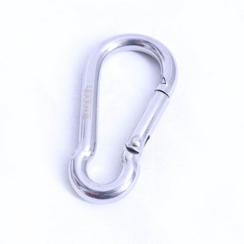 Single 2.4 Inch 304 Stainless Steel Spring Snap Hook Heavy Duty 264 Pound Load Capacity Quick Release Clip on white background
