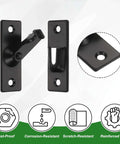1 Pack Flip Gate Latch 2 4 Inch Stainless Steel Right Angle Slide Lock With Screws 90 Degree Latch for Barn Doors, Black Finish