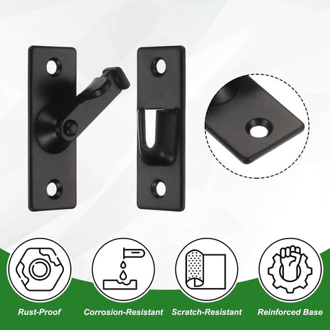 1 Pack Flip Gate Latch 2 4 Inch Stainless Steel Right Angle Slide Lock With Screws 90 Degree Latch for Barn Doors, Black Finish