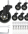 2.5 Inch Caster Wheels Set Of 6 For Creeper And Mechanic Stool Heavy Duty Rubber Rolling Casters With 360 Degree Silent Rotation Replacement Wheels For Garage Seat Includes Tools For Easy Assembly