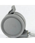 2.5" Gray Twin Wheels Caster with brakes & M8 threaded stem, shown close-up, for smooth motion in automation systems