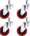 2.5 Inch Heavy Duty Swivel Caster Wheels 4 Pack, Post Mount Polyurethane Casters for Creeper Carts, Service Carts, Stools & Chairs