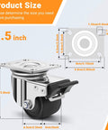Product size diagram for 2.5 inch heavy duty stainless steel low profile caster wheels made from SUS 304.