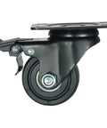 Side view of 2.5 Inch Heavy Duty Plate Casters with 360 Degree Swivel Top Plate Nylon Wheels 1500 Lbs Load Capacity including brake