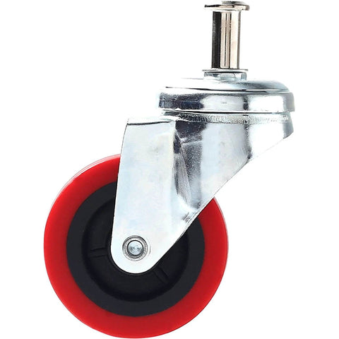 2.5 Inch Heavy Duty Swivel Caster Wheel with threaded stem, red polyurethane for creeper carts, service carts, stools & chairs