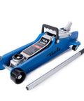 Low Profile 2.5 Ton Hydraulic Floor Car Jack For Cars And SUVs With Lifting Range From 3.35 Inches To 14.57 Inches Built In Heavy Duty Steel For Home Garage Shop Use Blue By Tonda, front view