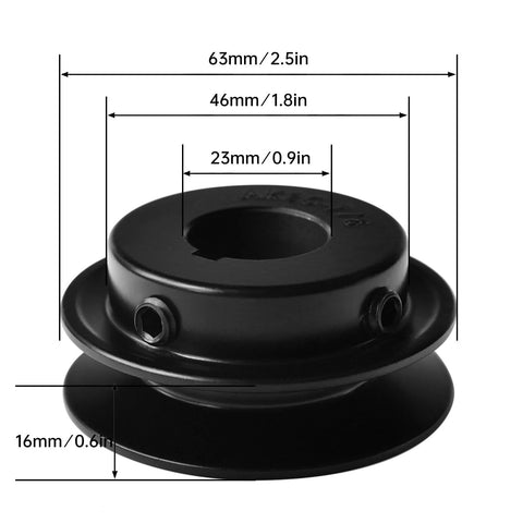 2.5 Inch OD Fixed Bore V Belt Pulley With 7/8 Inch Bore Single Groove Cast Iron Anticorrosion Durable Design For 3L 4L A AX V Belts