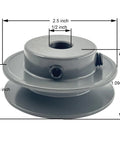 Two And A Half Inch Outer Diameter One Groove V Belt Pulley For A 3L And 4L Belts Cast Iron Sheave With One Half Inch Bore AK2512 Pulley