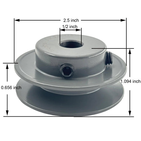 Two And A Half Inch Outer Diameter One Groove V Belt Pulley For A 3L And 4L Belts Cast Iron Sheave With One Half Inch Bore AK2512 Pulley