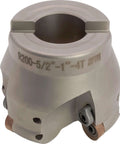Two And A Half Inch Round Insert Indexable Face Mill With One Inch Arbor Hole And Three Eighth Inch Keyway, Four Flute