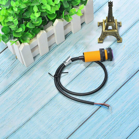 2 Pack Infrared Photoelectric Sensor Module E18 D80NK shown with wiring, ideal for obstacle detection in robotics and DIY projects