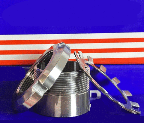 H205 20mm Adapter Sleeve w/Lock Nut & Washer, featuring a shiny metallic adapter and lock washer.