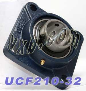 2 Bearing UCF210-32 + Square Flanged Cast Housing Mounted Bearings - VXB Ball Bearings