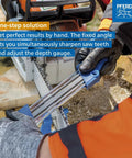 Handheld use of 2 In 1 Chainsaw Sharpener And Depth Gauge For Three Eighths Low Profile Chains With A Five Thirty-Second Inch File