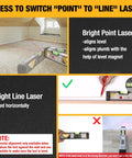 Versatile 2-in-1 laser level blends a 12 inch spirit level with a bright red laser, magnetic base, demonstrating alignment use