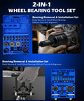 2-in-1 Wheel Bearing Tool Set display, featuring Bearing Press Kit, Front Wheel Bearing Removal Kit with Sliding Screws Sleeves.
