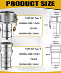 Workhorse All In One 2 Inch Camlock Fittings Kit Type C And E Aluminum Cam And Groove Hose Fittings Set Display