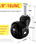2 Inch Ball Caster Wheels With Threaded Stem Stem Diameter Three Eighths Inch And Stem Length One Inch Heavy Duty 1200 Lbs Swivel Castors