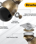 Diagram showing 2 Inch Ball Caster Wheels Heavy Duty Set of 4 Brass Antique Style Top Plate Casters 360 Degree Swivel components