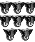 8 Pack 2 Inch Caster Wheels Rigid Fixed Non Swivel All Black Polyurethane Wheels Premium Non Marking No Noise Heavy Duty