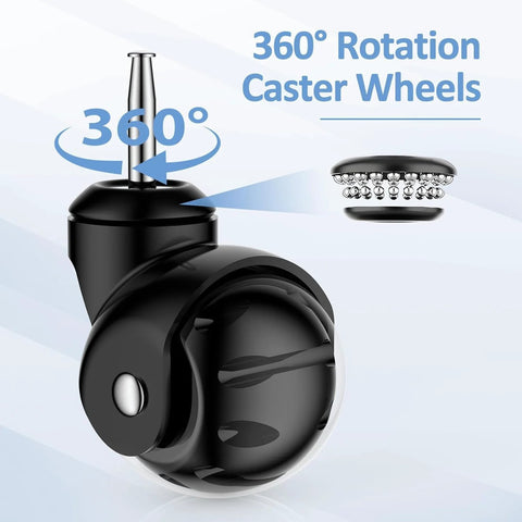 2 Inch Ball Caster Wheels Stem Casters Set Of 4 Heavy Duty 1200 Lb Capacity 360 Degree Swivel Non Marking Polyurethane Black