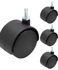 4pcs 2 Inch Swivel Caster Wheels with M6 Threaded Stem Heavy Duty Black Nylon Replacement Casters for Furniture