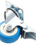 12 Pack 2 Inch Brake Caster Wheels With Swivel Plate Casters In Blue Polyurethane Locking Brakes 50mm Plate 33mm Hole Center 6mm Axle