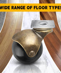 2 Inch Ball Caster Wheels Heavy Duty Set of 4 Brass Antique Style Top Plate Casters 360 Degree Swivel on various floors
