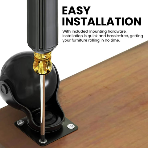 Installation of 2 Inch Caster Wheels for Furniture Set of 4 Heavy Duty Swivel Plate Casters Black Polypropylene Wheels with Steel Plates