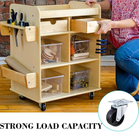 2 Inch Castor Wheels Set Of 4 For Furniture And Carts With Top Plate And Bearing Heavy Duty Swivel Casters on wooden cart.