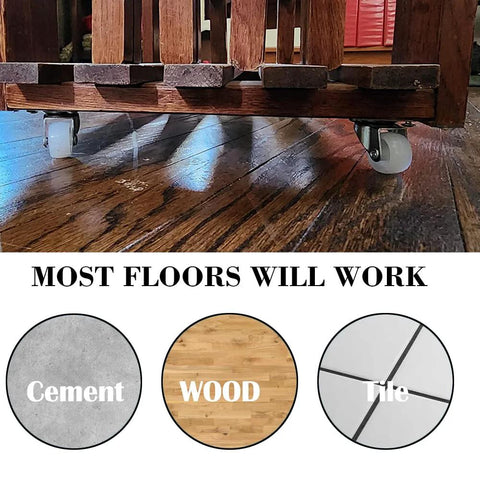 2 Inch Castor Wheels Set Of 4 For Furniture And Carts With Top Plate And Bearing Heavy Duty Swivel Casters on wooden floor