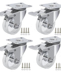 2 Inch Crystal Clear Caster Wheels With Brake And Stainless Steel Housing For Rugged Use Rust Resistant And Waterproof Swivel Castors Transparent Wheel For Modern Look Set Of 4 Suitable For Outdoor Furniture Labs Hospitals And Restaurants