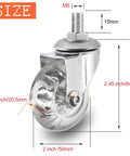 2 Inch Stem Caster Wheels With M8x15mm Threaded Stem 360 Degree Swivel Crystal Clear Soft Polyurethane Wheels For Carts