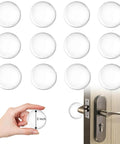 Self adhesive six piece door stopper set in medium 2 inch size cushions impact, shown in package and installed on door