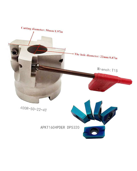 2 Inch Face Mill Arbor With BAP400R 50 22 4T Holder And 50mm Face Milling Shell Cutter Includes 10 Pcs APMT1604PDER