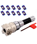 2 Inch Face Mill Arbor With BAP400R 50 22 4T Holder And 50mm Face Milling Shell Cutter Includes 10 Pcs APMT1604PDER Carbide Inserts