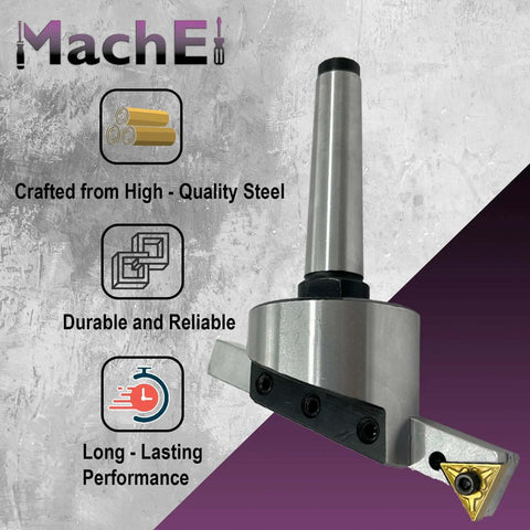 2 Inch Fly Cutter With 3MT Shank For Milling And Lathe Machines Replaceable Carbide Insert Indexable Tool Holder M12 X 1.75 Mm