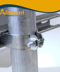 Close-up of 2 Inch Rigid Conduit Clamp Pack Of 10 In Galvanized Steel For Strut Channel With Quick Twist In Install securing conduit