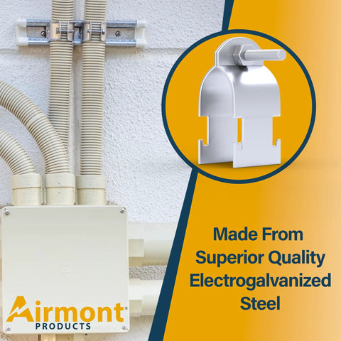 Image of a 2 Inch Rigid Conduit Clamp Pack Of 10 In Galvanized Steel For Strut Channel With Quick Twist In Install on wall