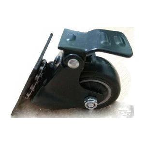 2" inch Heavy Duty Black Caster Wheel - Brakes - 4-Hole Mounting Plate side view showing black PU wheel and brake.