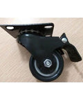 2" inch Heavy Duty Black Caster Wheel - Brakes - 4-Hole Mounting Plate with black polyurethane wheel and swivel design.
