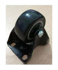 2" inch Heavy Duty Black Rigid Caster Wheel - Top Plate 53x70mm on a wooden surface.