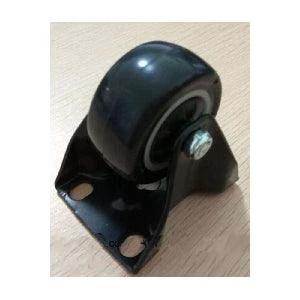 2" inch Heavy Duty Black Rigid Caster Wheel - Top Plate 53x70mm on a wooden surface.
